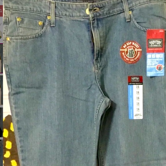 SIGNATURE BY LEVI STRAUSS & CO PANTS BLUE JEAN LOW RISE BOOTCUT 16 LONG NWT - Picture 4 of 8